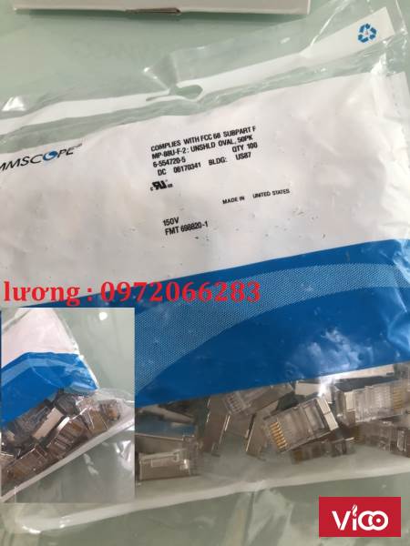 Hạt Mạng AMP ( 65695303 ) Category 5 Modular Plug, Shielded, RJ45, 2624AWG, Solid