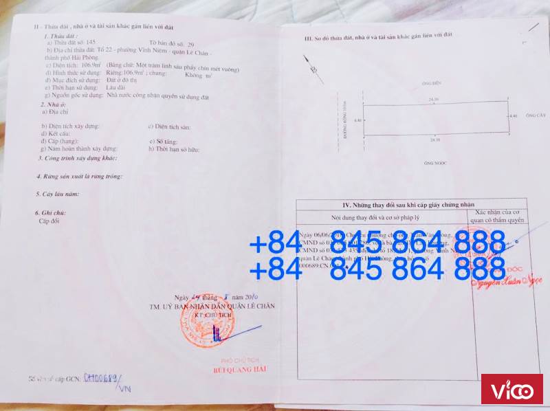 Cần bán chinh chủ đất Lê Chân Hải Phòng 0845 864 888
