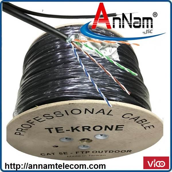 Cáp mạng TEKRONE Cat5E Copper(đồng) ngoài trời có sợi thép cường lực