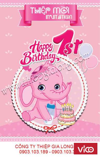 Thiệp mời thôi nôi có sẵn dành cho bé trai