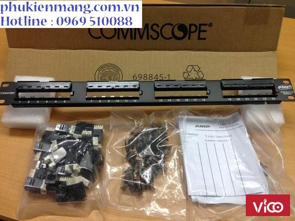 Patch panel 24 port cat6 AMP/Commscope chuẩn 19 rack.