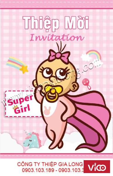 Thiệp Đầy Tháng Có Sẵn Cho Bé Gái Mới Nhất Năm 2019