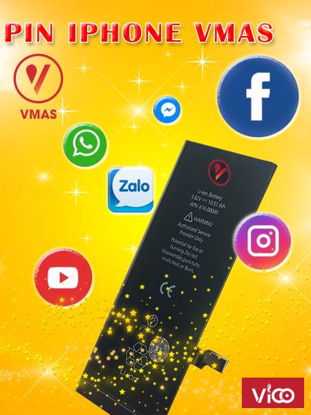 Pin iphone Vmas chính hãng chuẩn zin Apple bảo hành 18 tháng