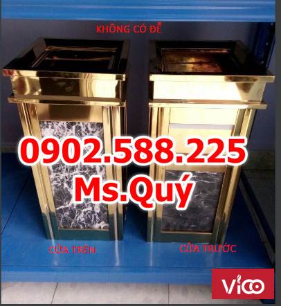 Thùng rác đá hoa cương, thùng rác inox đá hoa cương, thùng rác đá hoa cương vàng