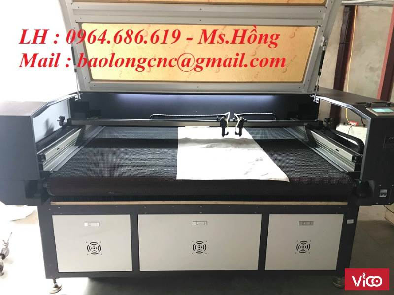 Máy laser cắt vải tự động, máy laser cắt vải 2 đầu siêu lợi nhuận