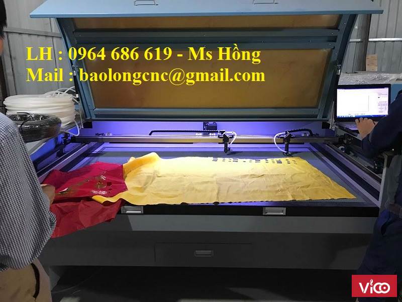 Máy laser cắt vải tự động, máy laser cắt vải 2 đầu siêu lợi nhuận
