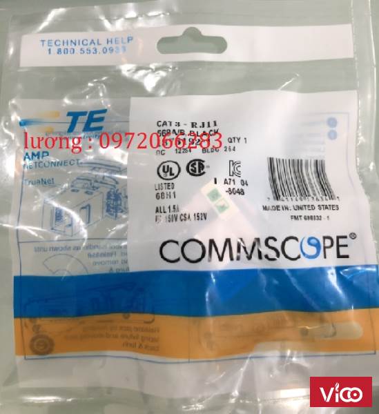 Nhân điện thoại RJ11 Cat3 AMP mã 13751921