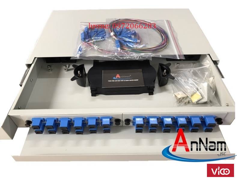 Hộp phối quang ODF 24 FO khay trượt lắp tủ rack