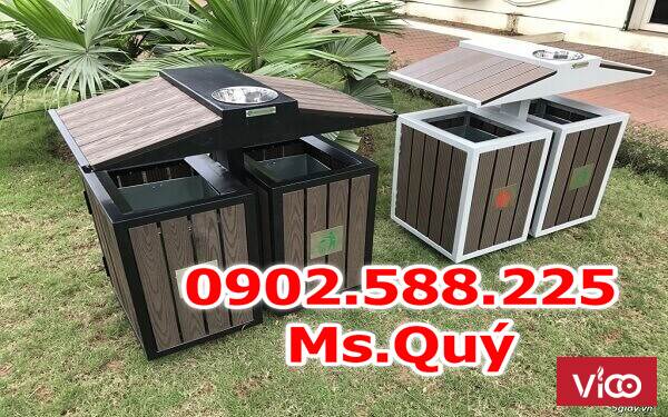 thùng rác 3 ngăn inox, thùng đựng rác 3 ngăn , Thùng Rác Phân Loại 3 Ngăn Thép Sơn Tĩnh Điện