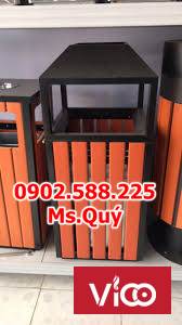 thùng giả gỗ ngoài trời đầu dùi, thùng rác đơn ngoài trời, giá thùng rác ngoài trời