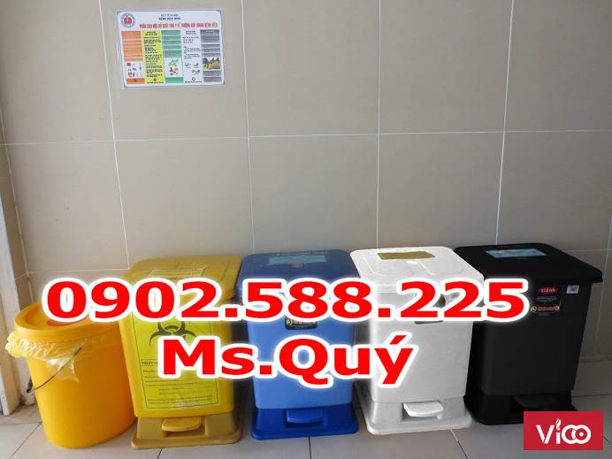 Thùng rác y tế lớn 20 lít, giá thùng rác y tế 20l vàng, thùng đựng chất thải sinh học
