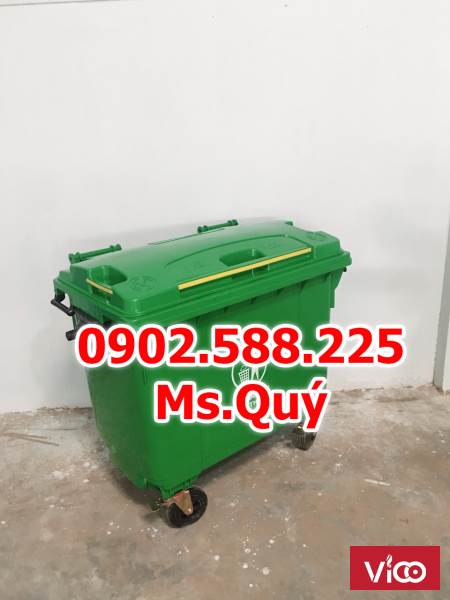 Xe thu gom rác 660l, thùng rác 660l hdpe, giá thùng rác 660l