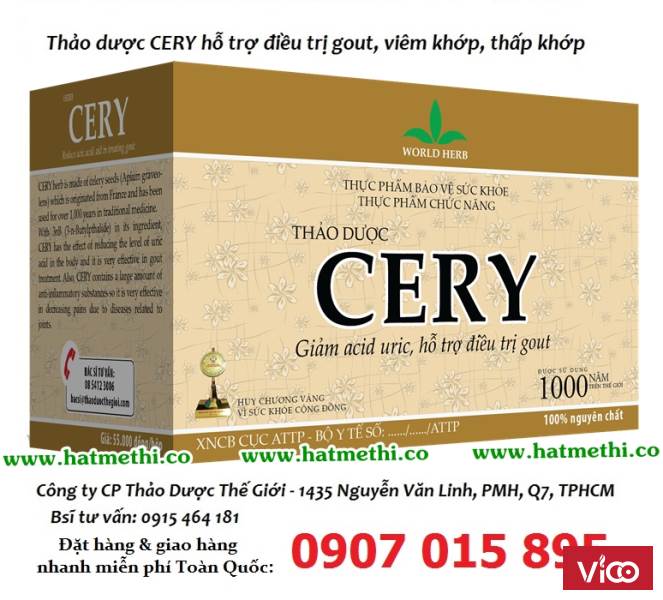 Thảo dược CERY giảm acid uric, trị bệnh gout khớp