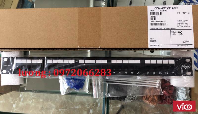 thanh đấu nối Patch Panel RJ11 Cat3 AMP 25port P/N 17112133