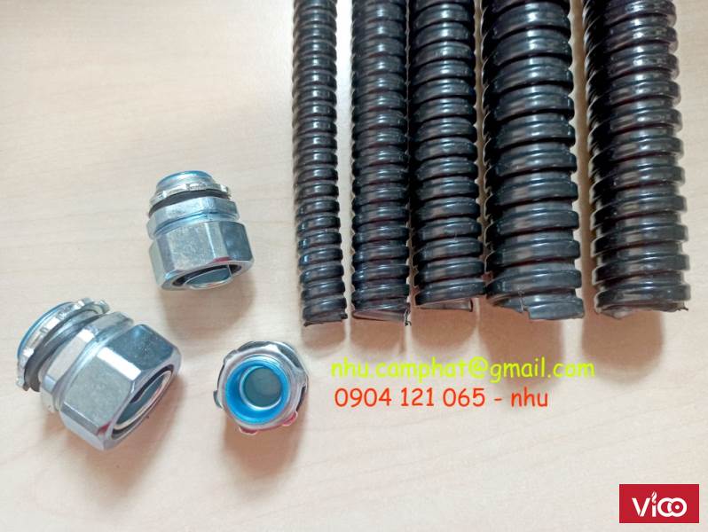 Ống ruột gà lõi thép. Ống nhúng thép bọc nhựa PVC.
