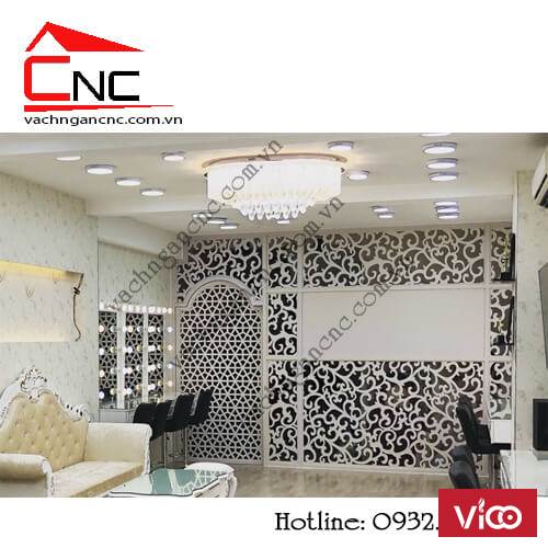 Phòng ngủ Nơi làm đẹp nội thất với vách ngăn bằng gỗ