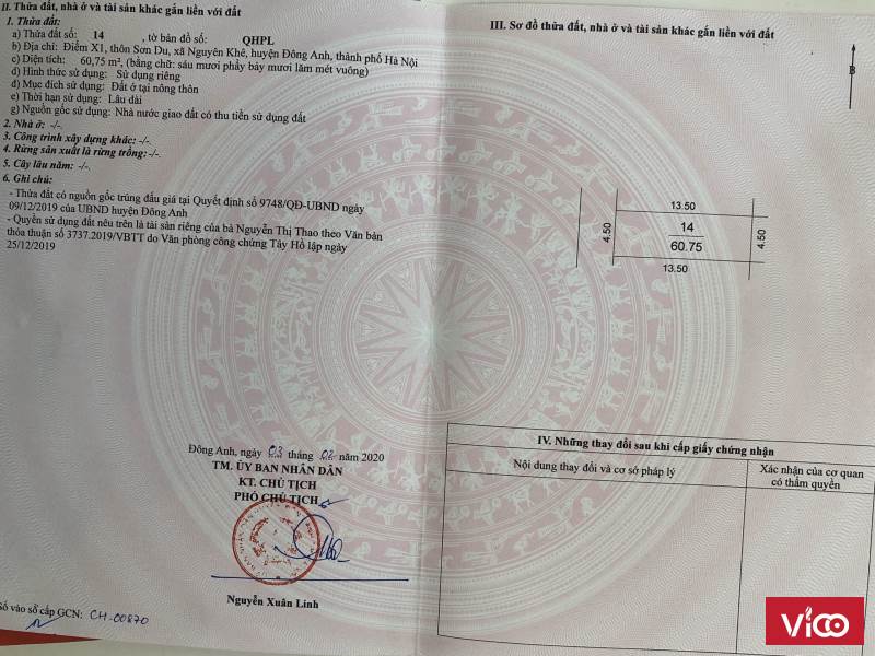 BÁn nhanh lô đất số 14 tại khu đấu giá X1sơn dunguyên khêđông anhhà nội