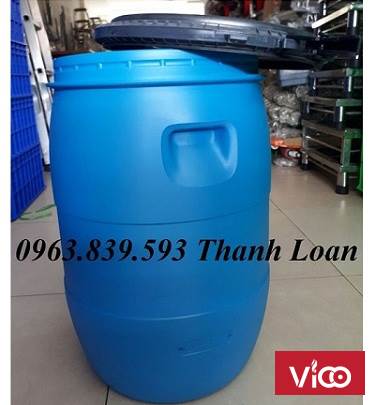 Phuy 50L Thùng phuy nhựa 50 lít có nắp đậy kín.