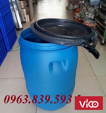 Phuy 50L Thùng phuy nhựa 50 lít có nắp đậy kín.