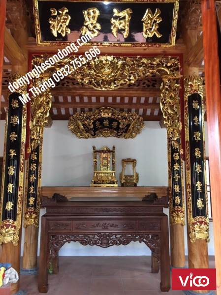 Hoành phi câu đối thờ bằng gỗ đẹp cho gia tiên, nhà thờ họ