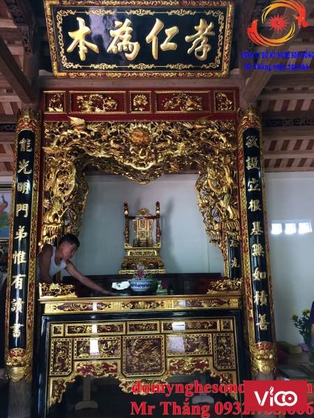 Hoành phi câu đối thờ bằng gỗ đẹp cho gia tiên, nhà thờ họ