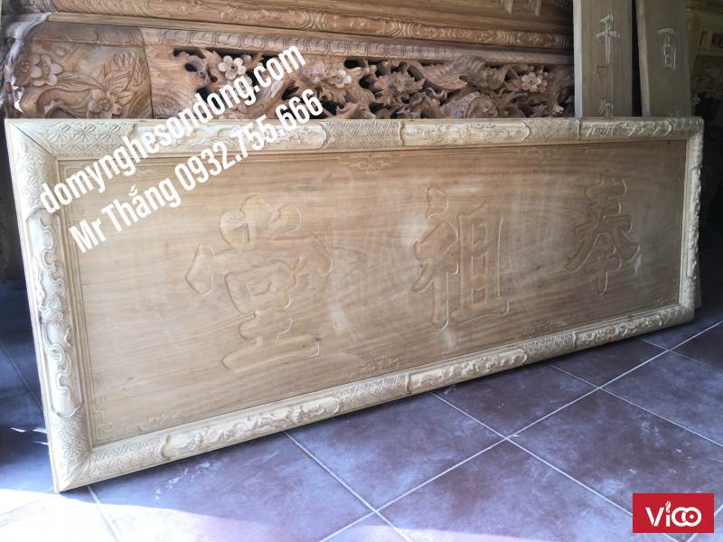Hoành phi câu đối thờ bằng gỗ đẹp cho gia tiên, nhà thờ họ