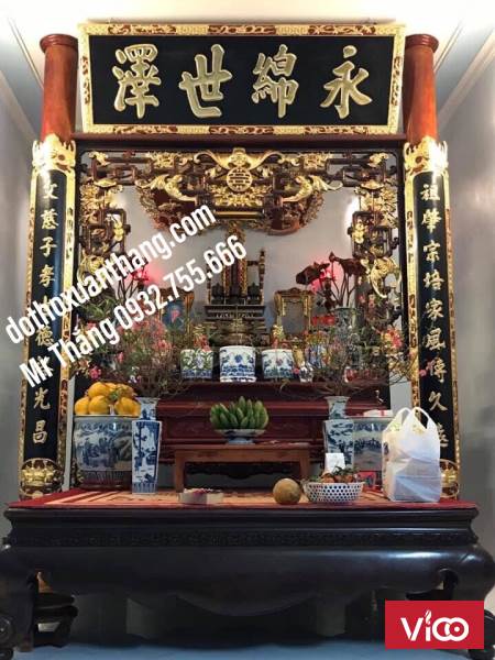 Hoành phi câu đối thờ bằng gỗ đẹp cho gia tiên, nhà thờ họ
