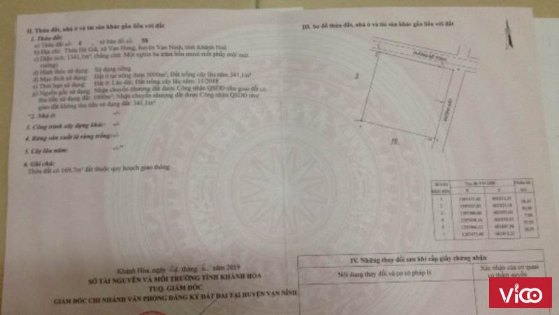 Cần bán lô đất vuông vức 2 mặt tiền có 1000m2 đất thổ cư tại Bắc Vân Phong, Khánh Hòa