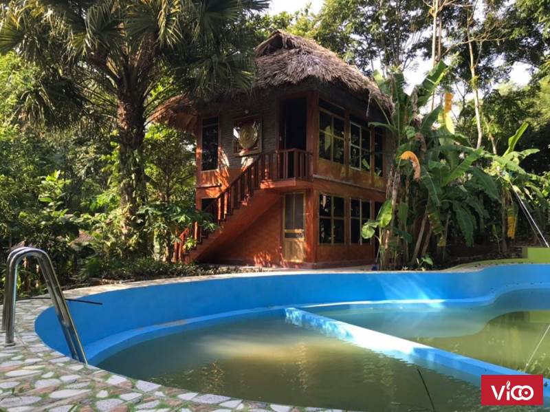 5000m2 Biệt thự nghỉ dưỡng Lương Sơn đầy đủ hồ ao câu cá, nhà sàn, bể bơi Liên hệ 0977.503.268