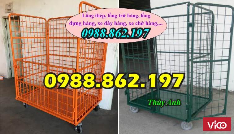 sọt trữ hàng, sọt thép, ban long thep, lồng thép có bánh xe