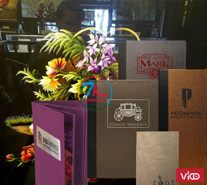 Cơ sở sản xuất bìa menu, chuyên làm cuốn menu, quyển menu quán ăn, làm bìa trình ký,