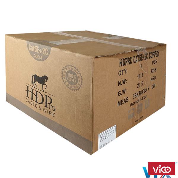 Cáp mạng kèm nguồn HDPRO Cat5E FTP 2C Copper