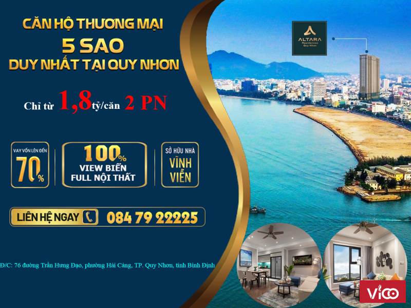 Bán căn hộ Altara Quy Nhơn, Căn hộ 5 sao giá 1.5 tỷ/căn, chiết khấu 15%