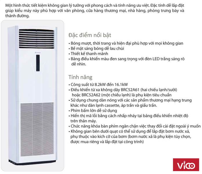 Đảo gió tự động với Máy lạnh tủ đứng Daikin FVA140AMVM/RZF140CVM inverter gas R32