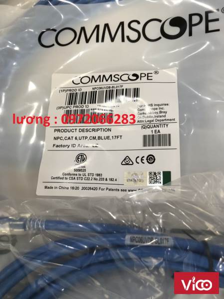 Dây nhảy patch cord 5m Cat6 Blue (NPC06UVDBBL017F) commscope