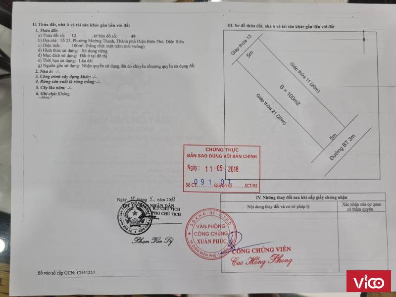 Chính chủ cần bán gấp mảnh đất tại phường Mường Thanh