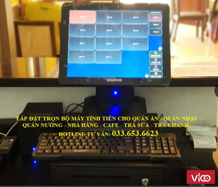 Máy Pos tính tiền cho cafe, nước giải khát, trà sữa