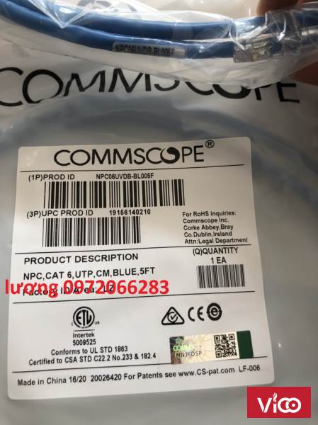 Dây nhảy patch cord 1.5m Cat6 Blue (NPC06UVDBBL005F) commscope