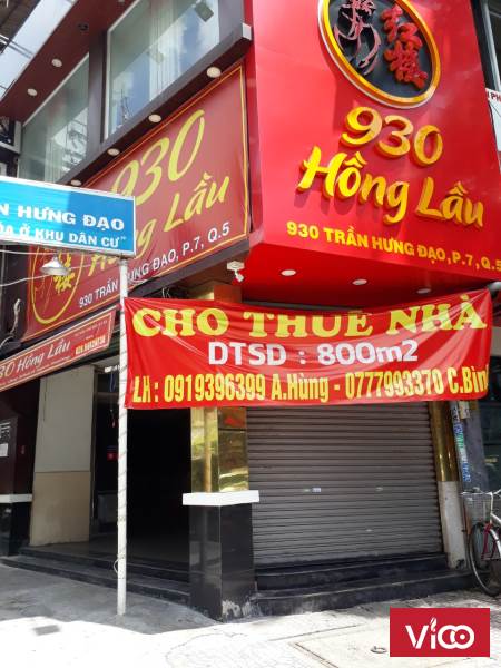 Cho thuê hoặc bán nhà 2 mặt tiền 930 Trần Hưng Đạo, Phường 7, Quận 5, Hồ Chí Minh