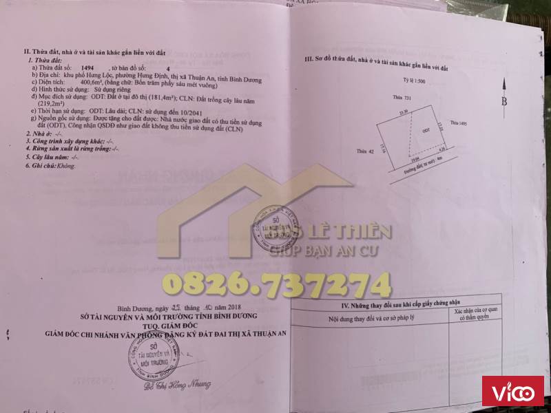 Bán đất Hưng Định Thuận An Bình Dương(gần công ty Minh Long 2). DT 400m2(19x17)