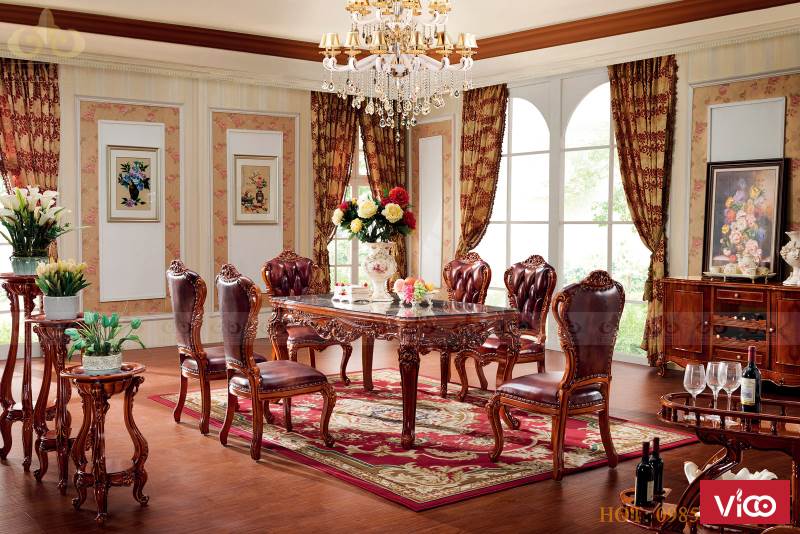 Bộ bàn ghế ăn tân cổ điển E318 Homeclassic