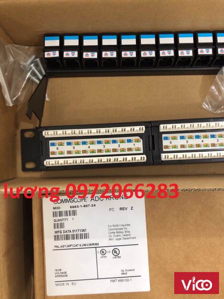 Thanh đấu nối mạng, Patch Panel 24port ADC Krone cat 6 UTP, dạng rackmountable 19 tiêu chuẩn.
