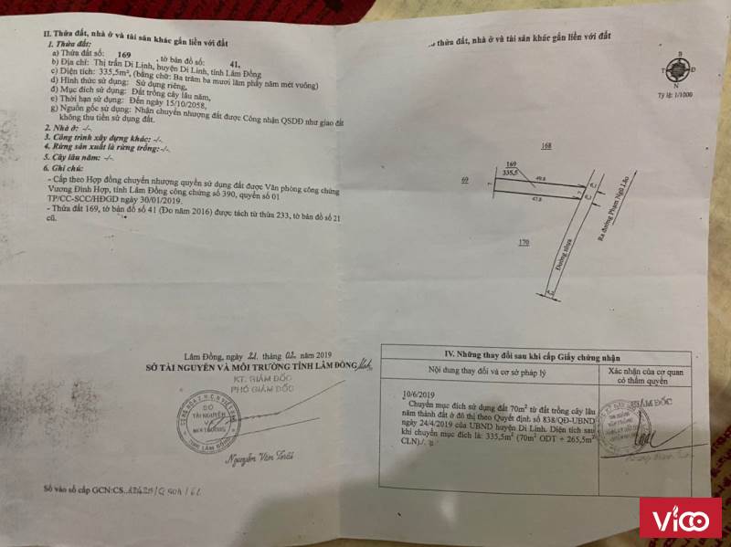 Kẹt tiền trả nợ cần bán gấp đất đường Phạm Ngũ Lão, thị trấn Di Linh, Lâm Đồng.