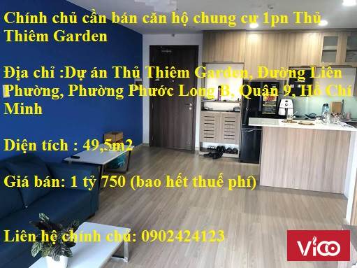 Chính chủ cần bán căn hộ chung cư 1pn Thủ Thiêm Garden