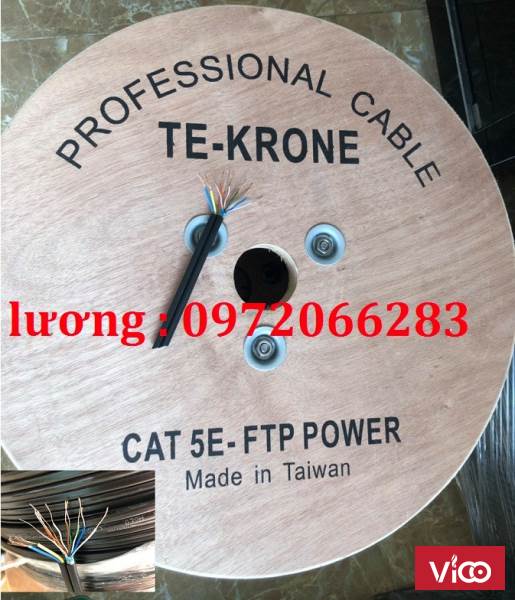 Cáp mạng liền nguồn Cat5e FTP 2C lõi đồng ngoài trời TEKRONE
