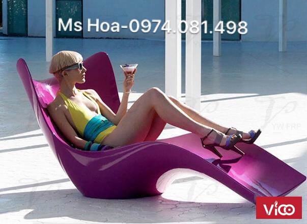 Ghế nhựa ngâm dưới hồ bơi, ghế tắm nắng composite fiberglass