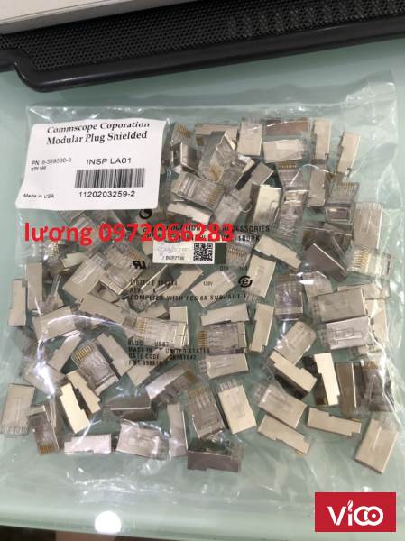 Hạt mạng Sắt AMP chống nhiễu Shielded 8 Position Modular Plug mã 65695503