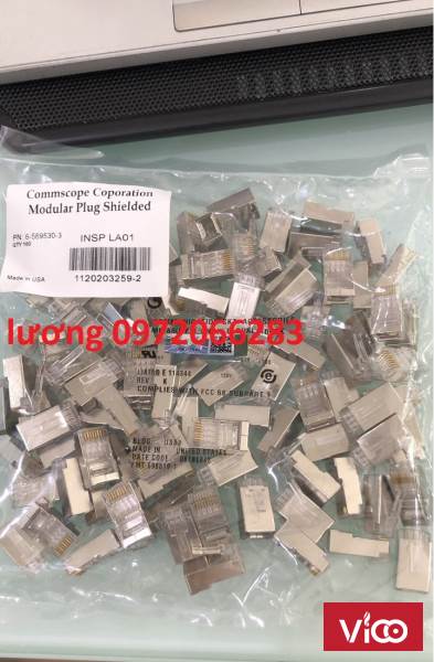 Hạt Mạng AMP ( 65695303 ) Category 5 Modular Plug, Shielded, RJ45, 2624AWG, Solid