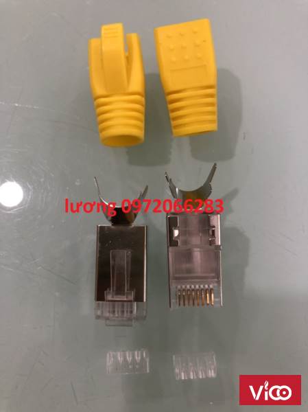 Bộ hộp Hạt mạng Cat6A chống nhiễu FTP có đuôi kèm chụp