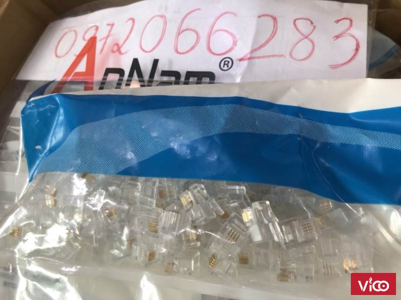 Hạt đầu bấm RJ11 Cat3 AMP/Commscope loại 6p4cHạt điện thoại